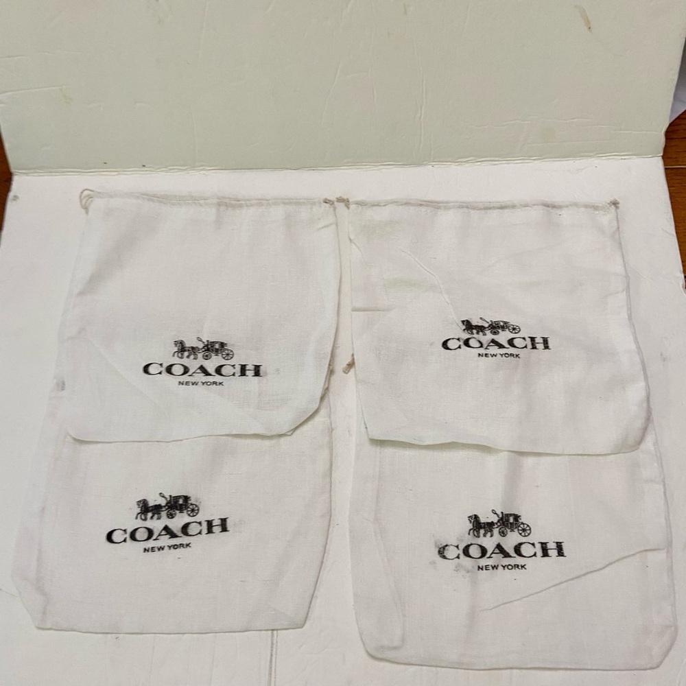 Lot of 4 Coach White Wallet Dust Bag 8in x 8in - Picture 5 of 5